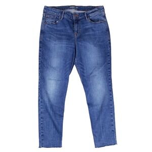 Old Navy Rockstar Super Skinny Jeans Women 12‎ Blue Frayed Hem Slim Fit Trendy